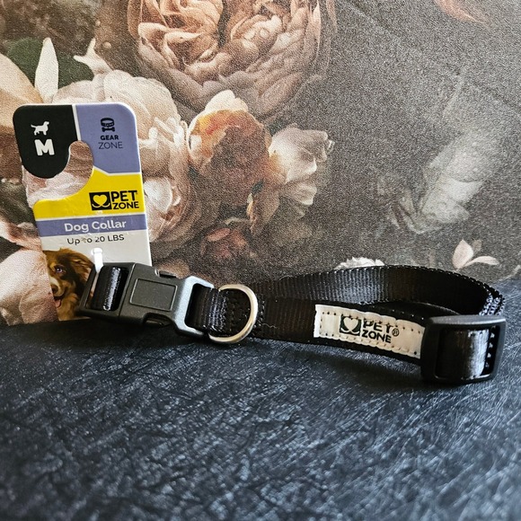 Pet Zone Dog Collar Black Size M | Neck 14-20" | For Dogs Up to 20 lbs | NEW - Picture 5 of 5